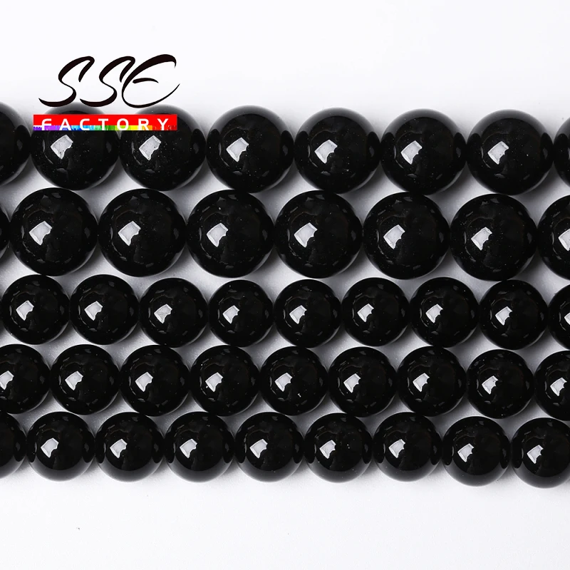 AAAAA Natural Black Agates Round Loose Beads Onyx Loose Beads 15\