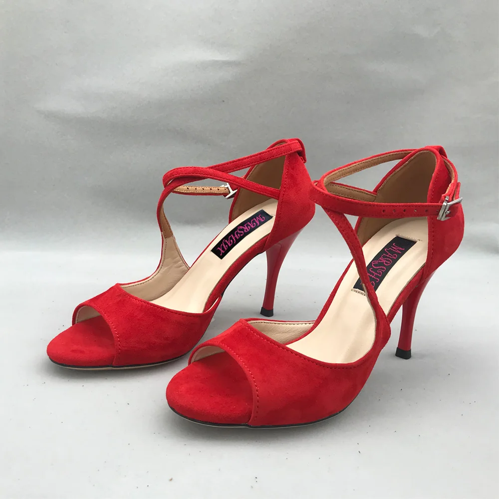 Classical Red Flamenco Dance Shoes Argentina Tango Shoes pratice shoes MST6291RS Leather Hard Sole 7.5cm 9cm heel available