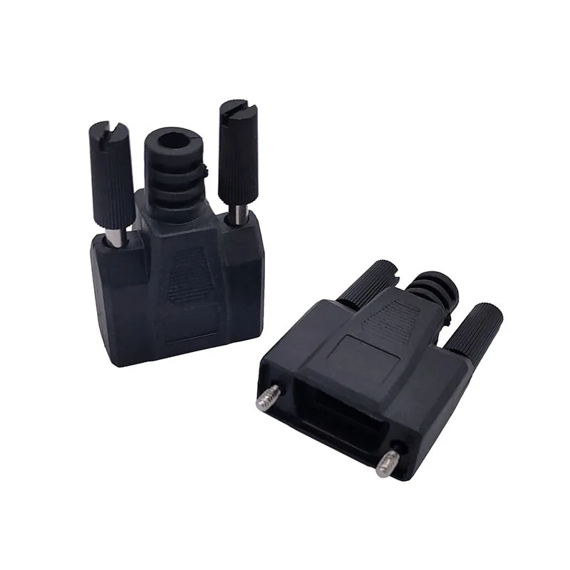 Carcasa negra macho y hembra para conector de puerto serie, carcasa de moldeo por inyección, 1 unidad, DB9, DB15, DB25