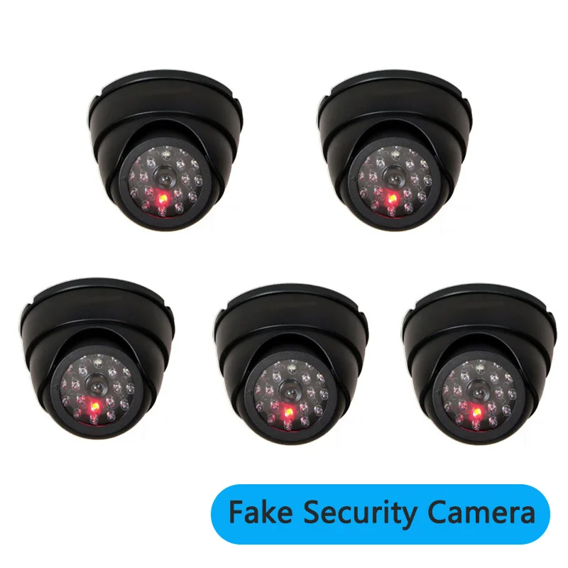 

5PCS Indoor Outdoor Dummy Surveillance Camera CCTV Dummy Dome Fake Security Camera False IR LED With Flashing Red LED Light