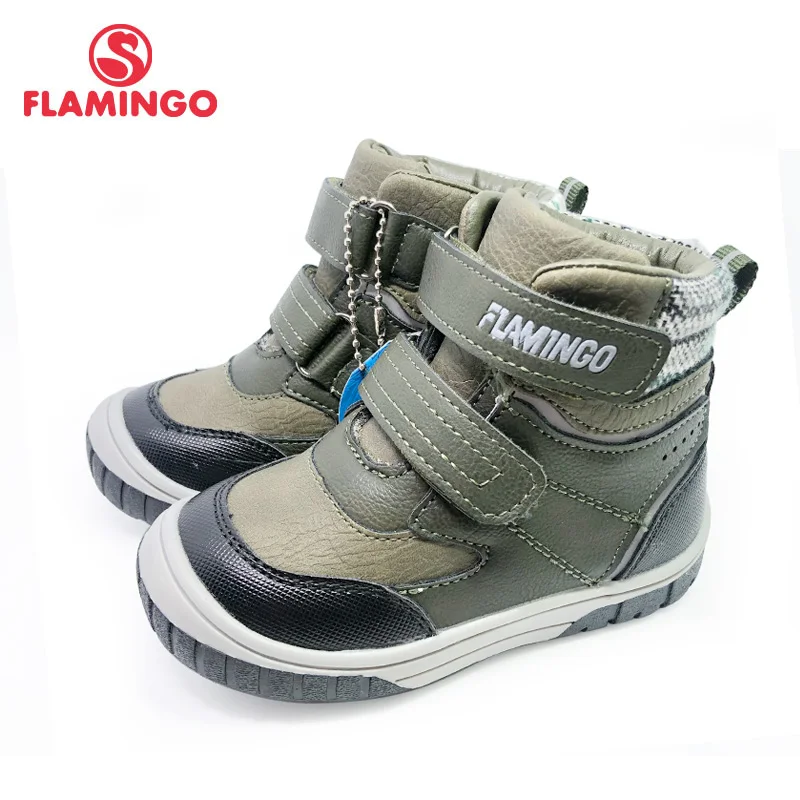 FLAMINGO  Autumn Boys Boots Children\'s Shoe High Quality Ankle Kids Shoes with Hook& Loop for Little Boys 202B-Z5-2057 Shoe