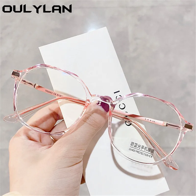 Oulylan Anti-blue Light Finished Myopia Glasses Women MenNearsighted Eyewear Student Prescription Glasses for Sight Minus 2.0