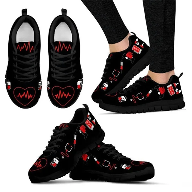 

Zapatos Mujer Hospital Equipment Nurse Heart Beat Print Women Flats Shoes Spring Sneakers Nursing Gifts For Ladies Jogging Shoes