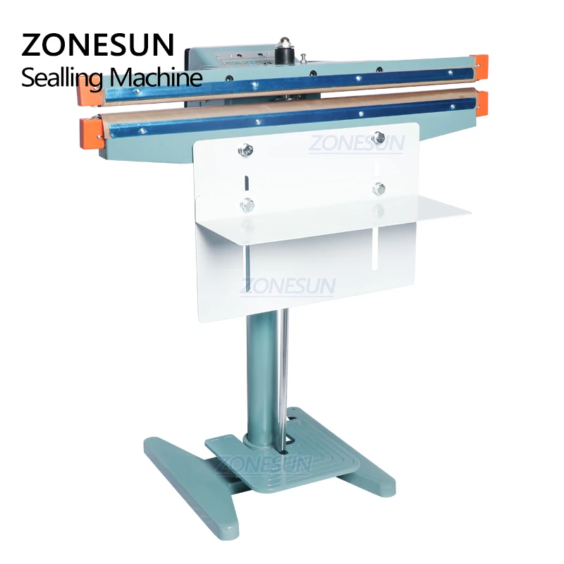 ZONESUN Pneumatic Foot Pedal Heat Sealing Machine Dry/Wet Aluminum Foil Plastic Bag Heating Sealer Food Beverage Machinery