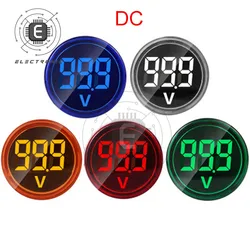 22mm DC 6V-100V Digital Voltmeter Round Volt Voltage Detector Tester Mini LED Voltage Indicator Signal Pilot Lamp Light Monitor