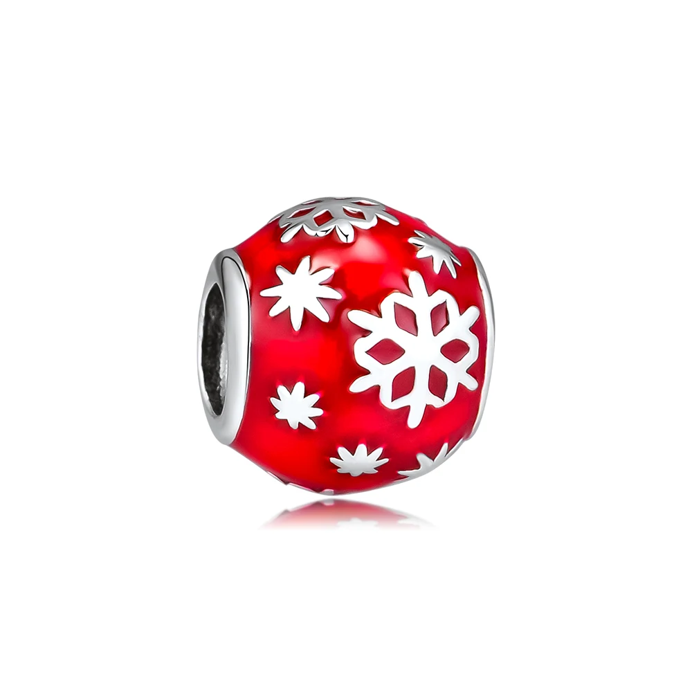 

CKK 100% 925 Sterling-Silver-Jewelry Wintry Delight Charm, Midnight Red Enamel DIY Fits Making Charm Christmas Bracelets Winter