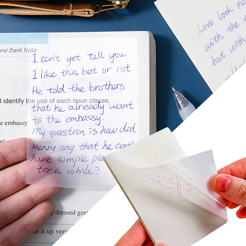 50 Sheets Of Transparent And Unobstructed Pet Sticky Notes  N Times Of Note Paper Student Learning Key Points Marked Notes