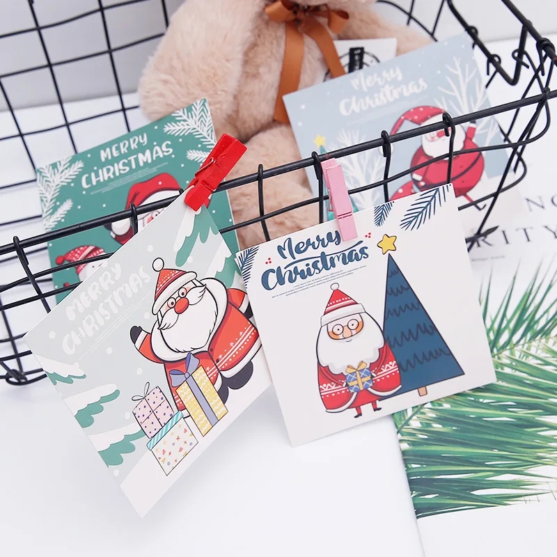 30 pcs/set Merry Christmas Postcard  Letter Cartoon santa snowman Message Greeting Cards Gift New Years Postcards