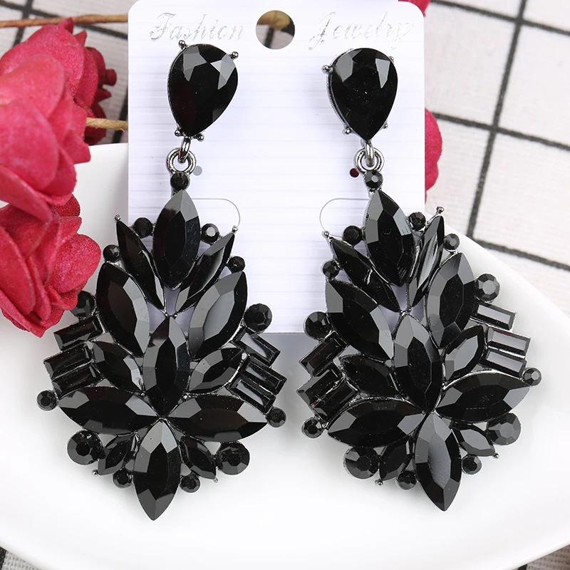 VEYO Hyperbole Full of Black Crystal Drop Earrings Geometry Dangle Earrings Jewelry For Women New Free shipping