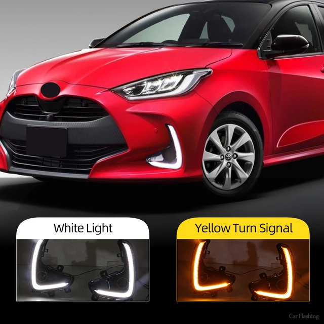 2pcs Led Daytime Running Light For Toyota Yaris Vios 2020 2021 Dynamic Turn  Yellow Signal Relay Car Drl Day Light - Daytime Running Lights - AliExpress