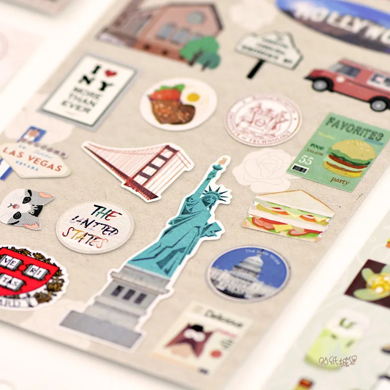 8Patterns Country City View Stickers France Japan Thailand China Austrilia Korea Hobby Embellishment Planner Diary Decoration