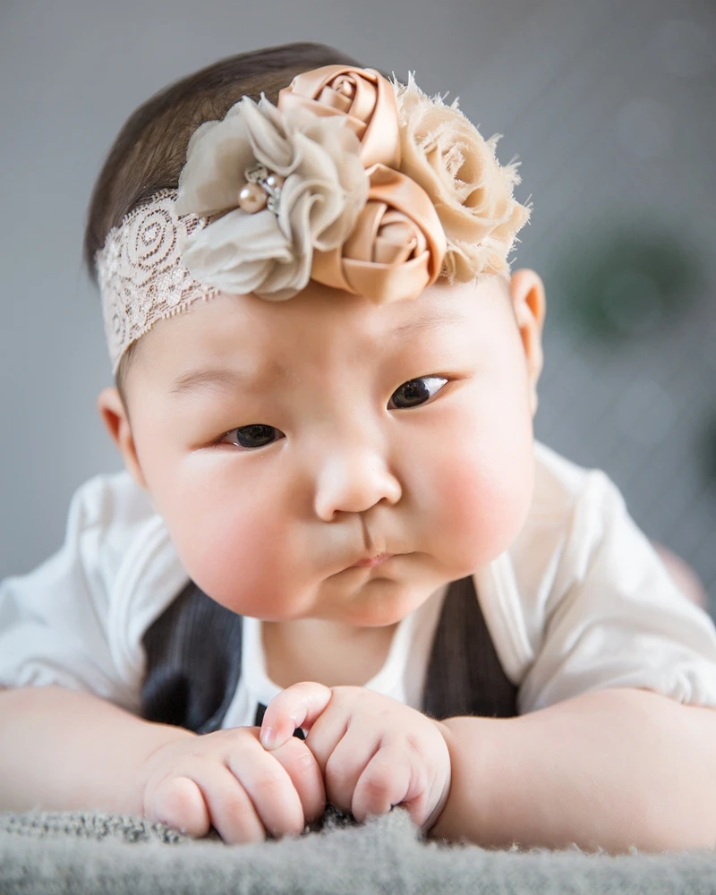 baby headband newborn rose elastic hair band Chiffon flower Rhinestone lace headbands baby girls hair accessories headwear