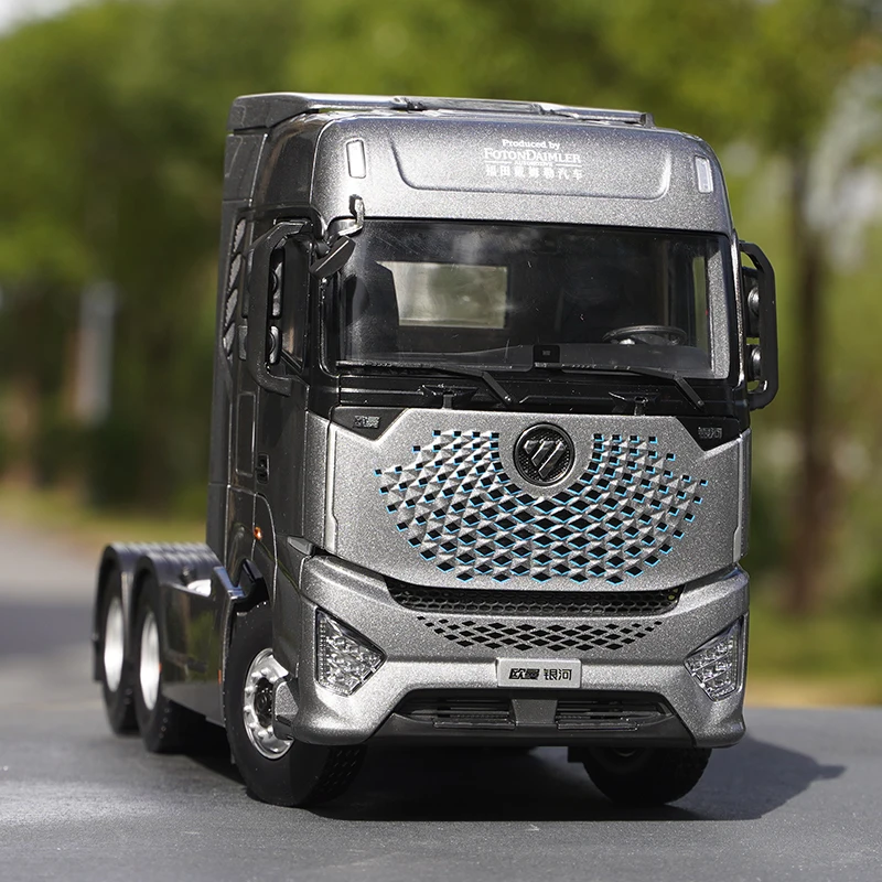 Quality Factory 1:24 Foton Auman Digital Galaxy Yinhe Diecast Heavy Tractor Truck Lloy Trailer Simulation Model for Gift, Toys