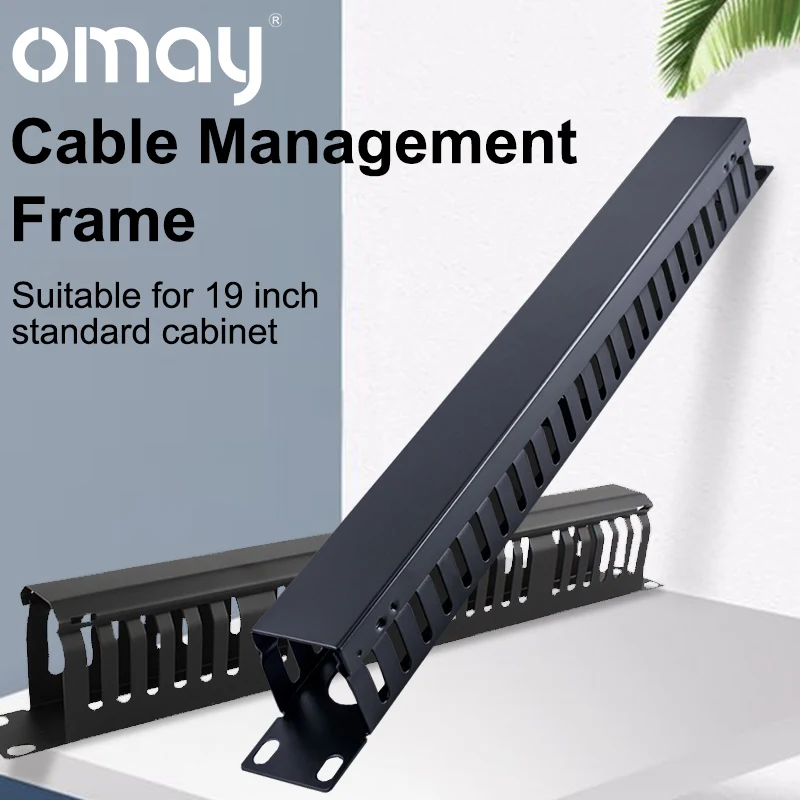 

OMAY 1U/2U Cable Management Horizontal Mount 19 Inch Server Rack, 12/24 Slot Metal Finger Duct Wire Organizer with Cover