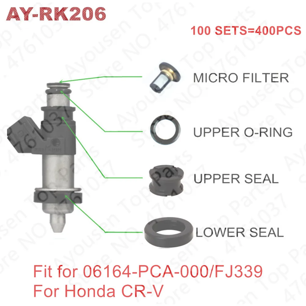 

Free Shipping 100 Sets Fuel injector repair kit for 06164-PCA-000 For Honda CRV CR-V 1999-2001 FJ339 for AY-RK206