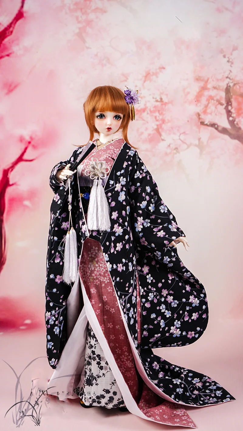 1/4 1/3 BJD Clothes Japanese Ancient Costume Kimono Hanfu Outfit for BJD/SD MSD Girl ID72 80cm Strong Uncle Doll Accessories 186