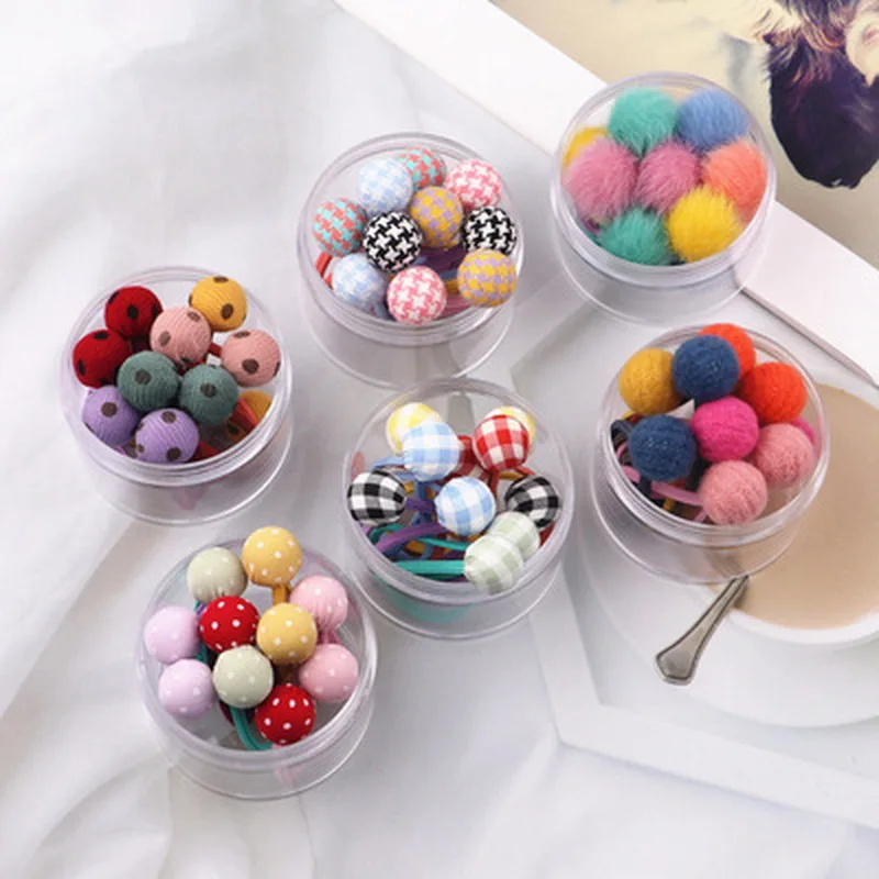 10PCS/box Baby Girls Pompom Hair rubber Bands Coloreful Ball Hair Tie For Kid Elastic Hairbands Children Scrunchies Jewelry Gift