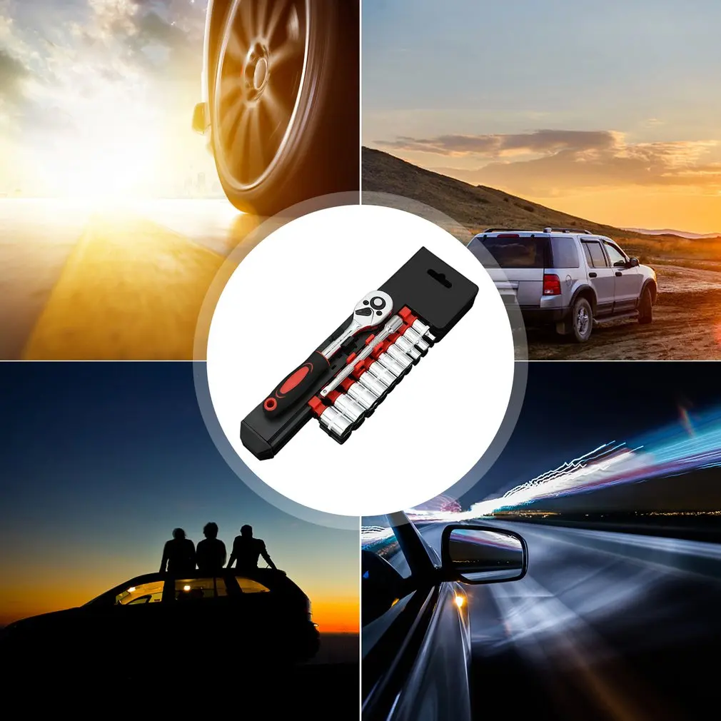 12pcs 1/4'' Inch Ratchet Socket Wrench Set Hardware Car Repairing Tool Socket Set