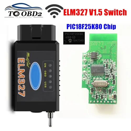 HS-CAN/MS-CAN ELM327 V1.5 interruptor PIC18F25K80 Chip compatible con BT/WIFI ELM 327 para Ford FORScan OBD2 escáner de diagnóstico de coche
