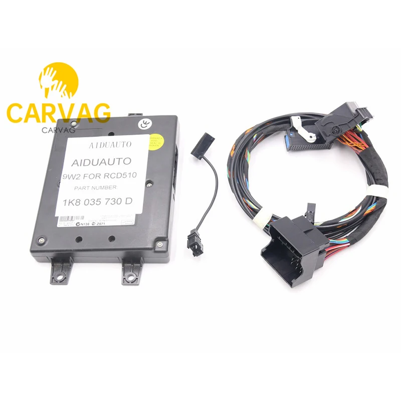 9W2 Bluetooth Module+Harness With Microphone 1K8 035 730 D For VW Golf MK6 Jetta MK5 Fit RCD510