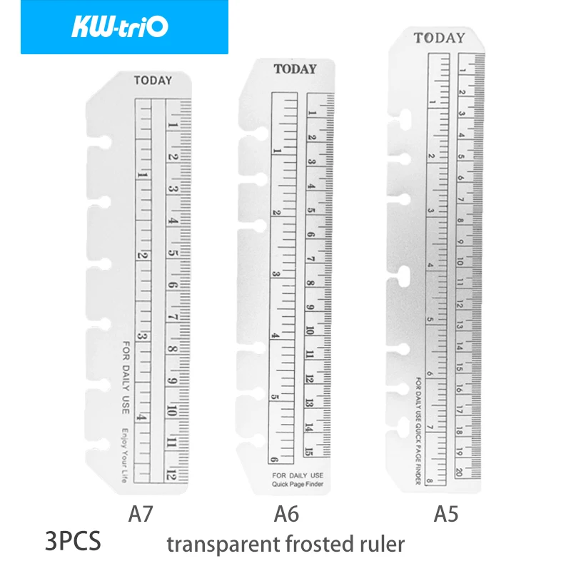 KW-triO 3pcs Creative Loose Leaf Notebook Bookmark Ruler Index Ruler Separator Mark Flexible Measurement Portable A5 A6 A7 Ruler