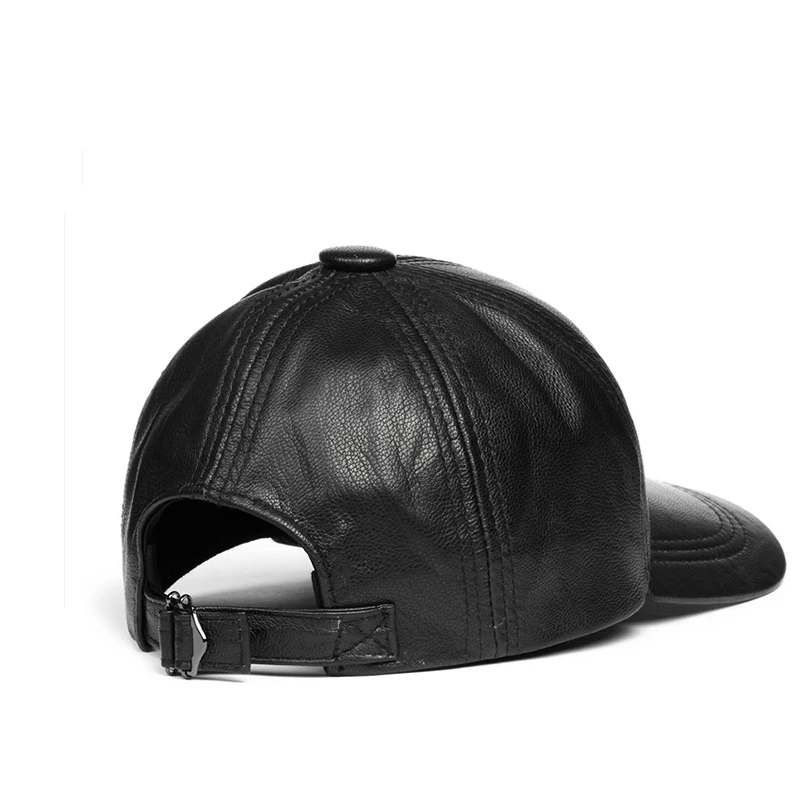 Genuine Leather Caps For Men Male Simle Sewing Soft Sheepskin Thin Hats Top Quailty Big Brim Peaked Chapeau Street Trucker Gorro