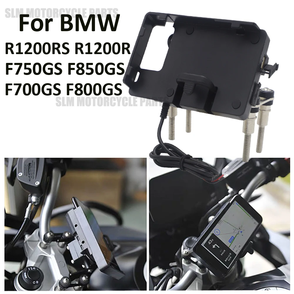 Handlebar Mobile phone Navigation bracket USB phone charging For BMW F750GS F750GS F800GS F700GS R1200RS R1200R 12mm