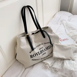 Grands sacs fourre-tout décontractés pour femmes, sacs à main en toile de créateur de luxe avec lettre imprimée, sac Hobo de voyage, sacs de messager initiés, mode