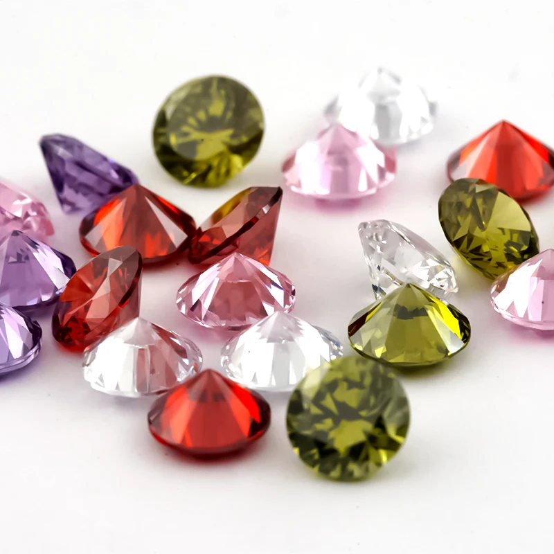 1~12mm 5A Runde Lose Zirkonia-Steine Weiß Olivgrün Rosa Granat Amethyst Mix 5 Farben CZ Edelsteine für Schmuckherstellung – Detail 19