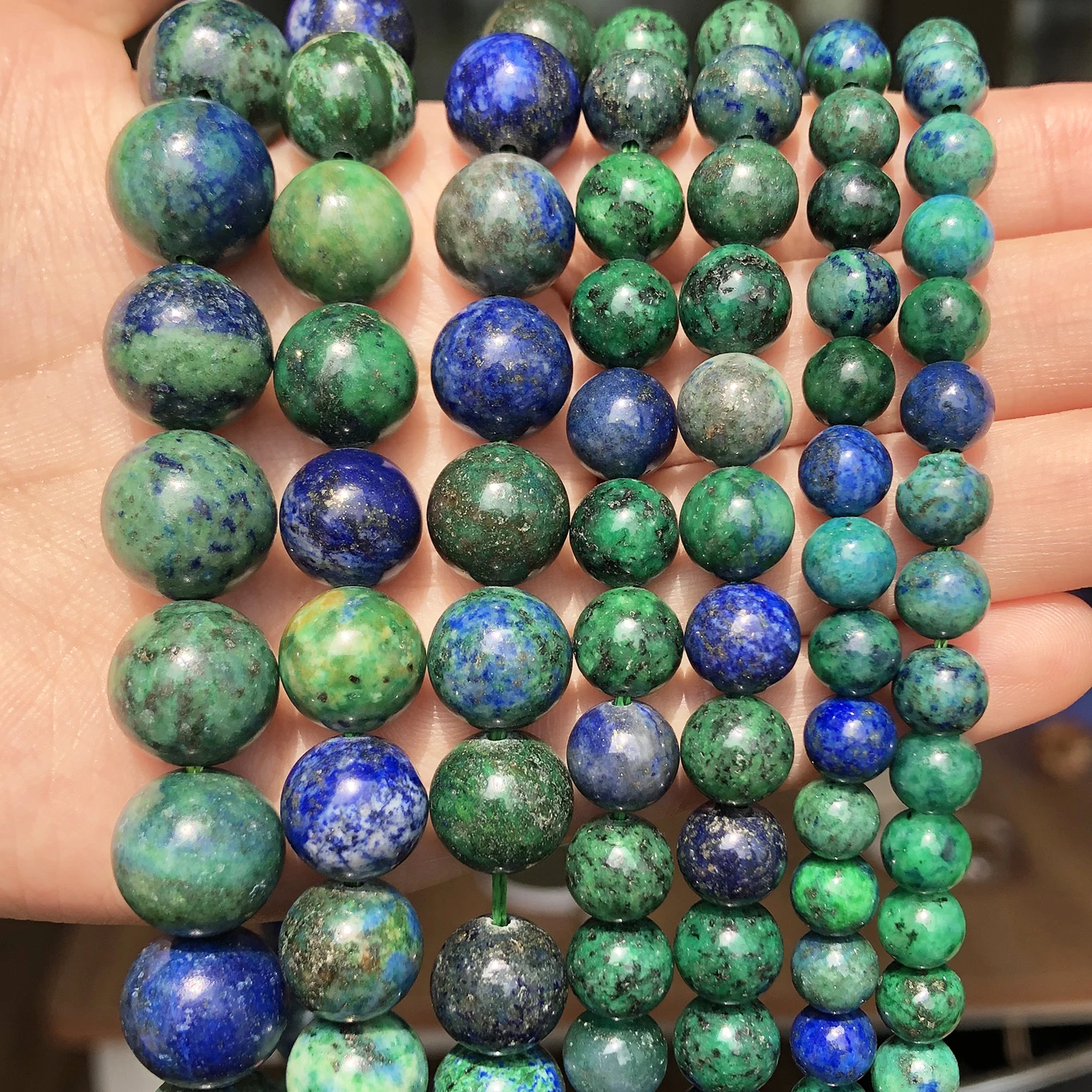 Natural Lapis Lazuli Malachite Azurite Agat Stone Beads For Jewelry Making Needlework DIY Bracelet Necklace 15\'\' 6 8 10 12mm