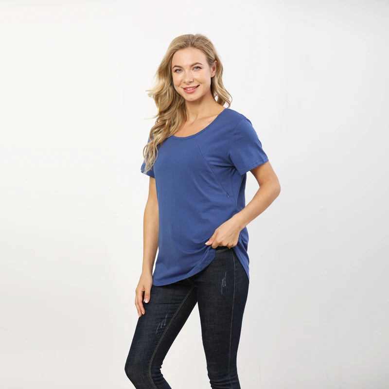 Summer Loose Big Size Maternity Top Short-Sleeved T-Shirt Breastfeeding Friendly Postpartum Nursing Wear for Pregnant Women