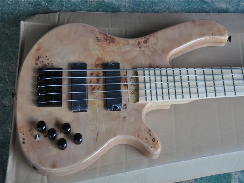 5 strings ASH body  Electric Bass Guitar with Maple Fingerboard Black hardware,Tree pattern,Offer customized