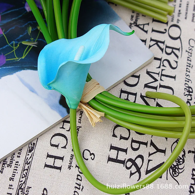 9-teiliges Set Künstliche Mini-Kallalilien aus Latex, Kunstblumen, Brautstrauß, DIY Hochzeitsblumenwand, Hintergrund, Heimdekoration – Detail 30