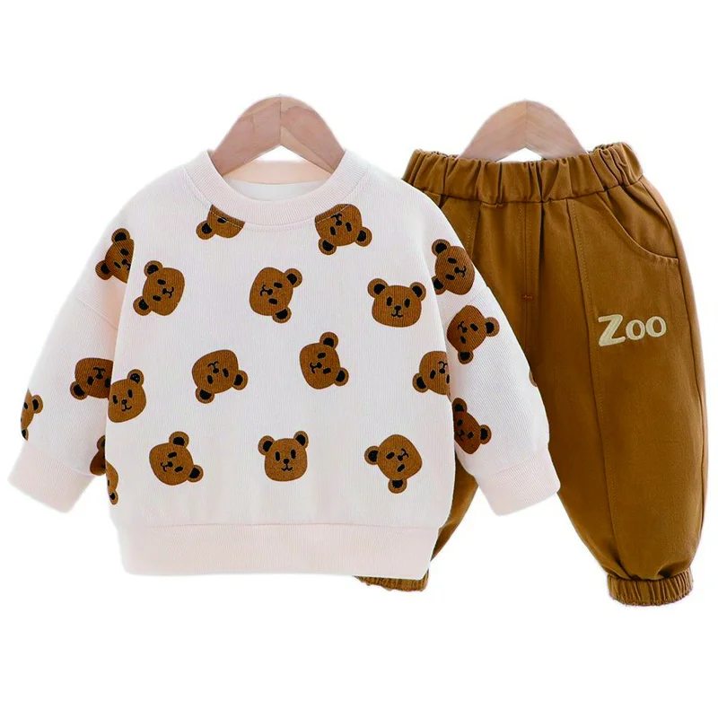 Boys Girls Sets Kids Tracksuit Spring Autumn 2023 New Fashion Cartoon Bear Top Pants Suits Clothes Baby Clothing 1 2 3 4 Years