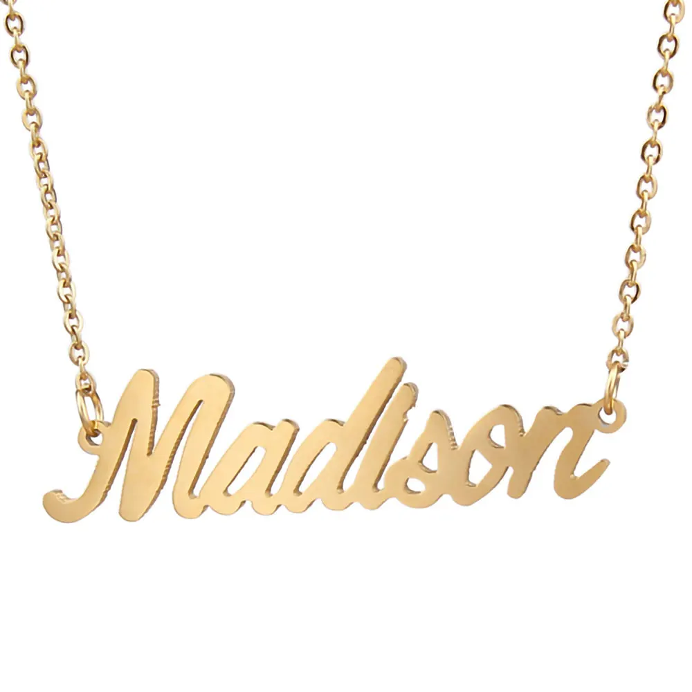 

Madison Name Necklace for Women Personalized Stainless Steel Jewelry Nameplate Pendant Femme Mothers Friends Gift