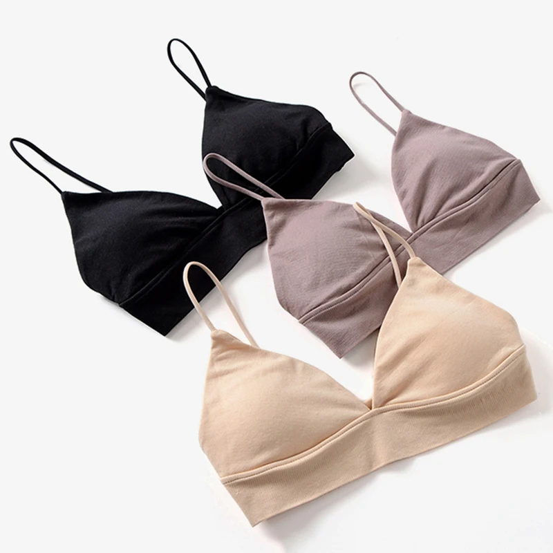 Women Bralette Seamless Bra Sexy Triangle Cup Lingerie Female Deep V Wireless Underwear Elastic Brassiere Soft Backless Tube Top