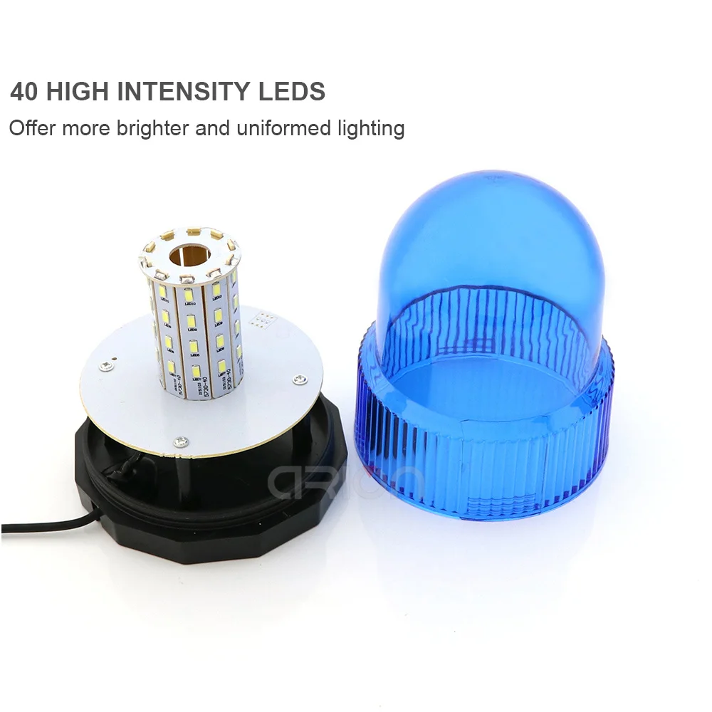 Amber Blue Red Car Vehicle Magnetic Police DC12V 40 LED Strobe Rotating Flashing Warning Light Beacon Flash Emergency Lights