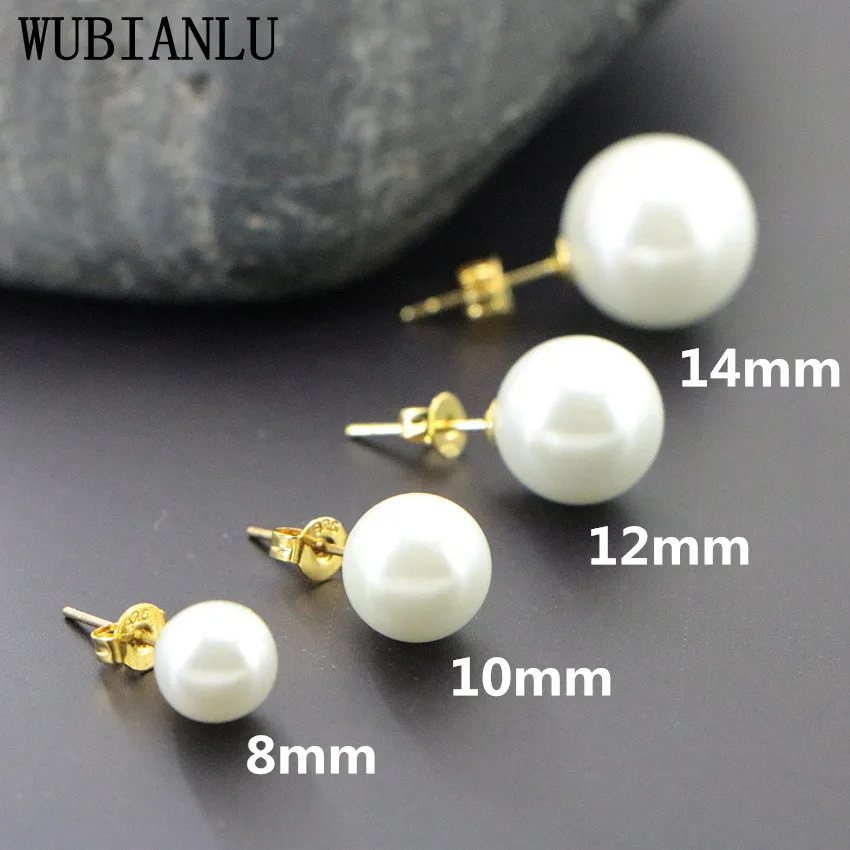 WUBIANLU New Charming 8mm White Shell Pearl Necklace Earring Women Collocation Banquet Jewelry Wholesale And Retail