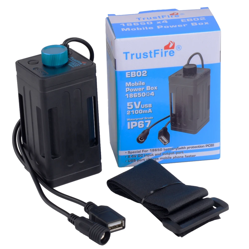 TrustFire EB02 18650 Battery Power Power Banks Case USB Charging Mobile Phone DC 8.4V Waterproof Battery Box for Led Bike Lights