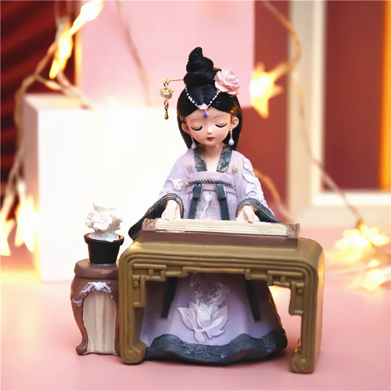 

Retro Exquisite Girl's Piano Chess Calligraphy And Painting Ornaments For Students' Birthday Gift Chinese Palace Style Ornaments