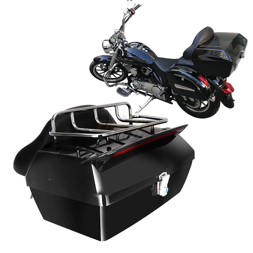 Black Motorcycle Pack Trunk Mount Luggage Rack Backrest With Brake light For Street Bike Dual Sport Bike Chopper Custom Cruisers