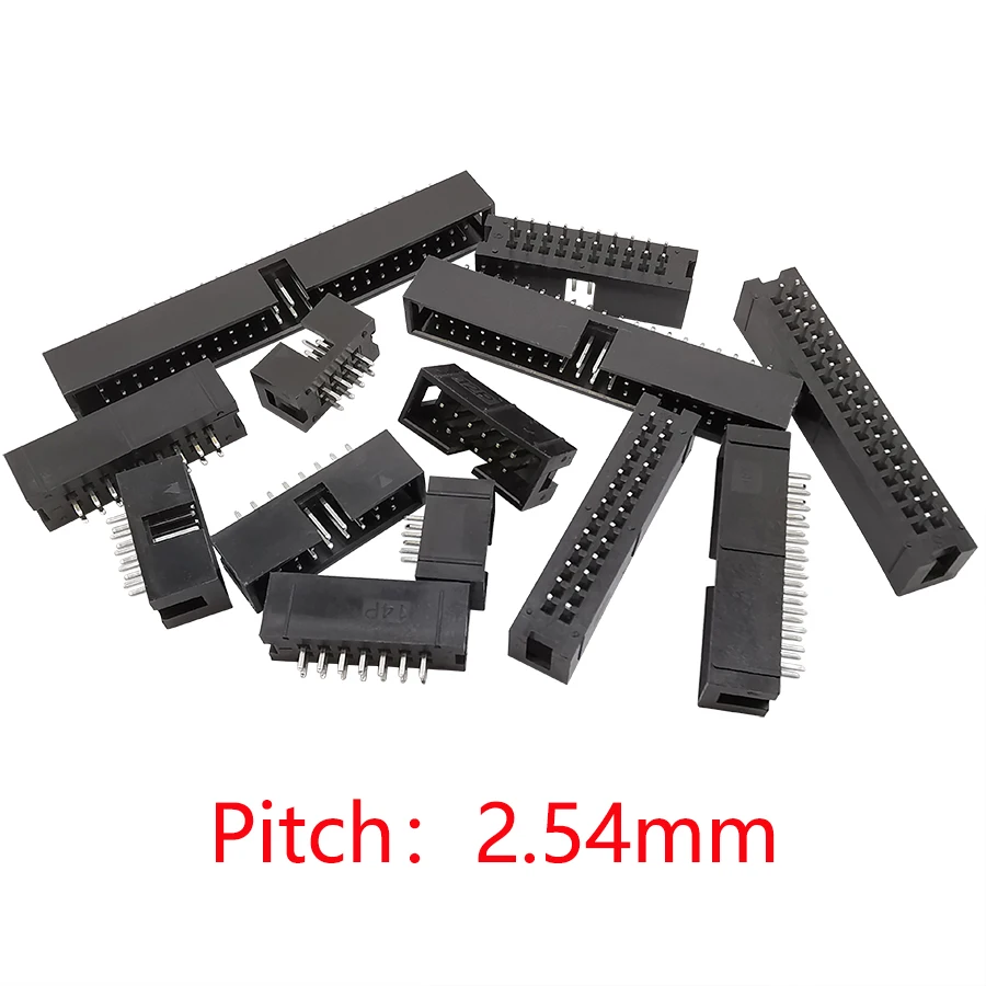 10Pcs DC3 2.54mm 6/10/16/20/26/34/40/50 Pin Male Socket IDC Box Headers PCB Connector Double-spaced ISP Straight Needle