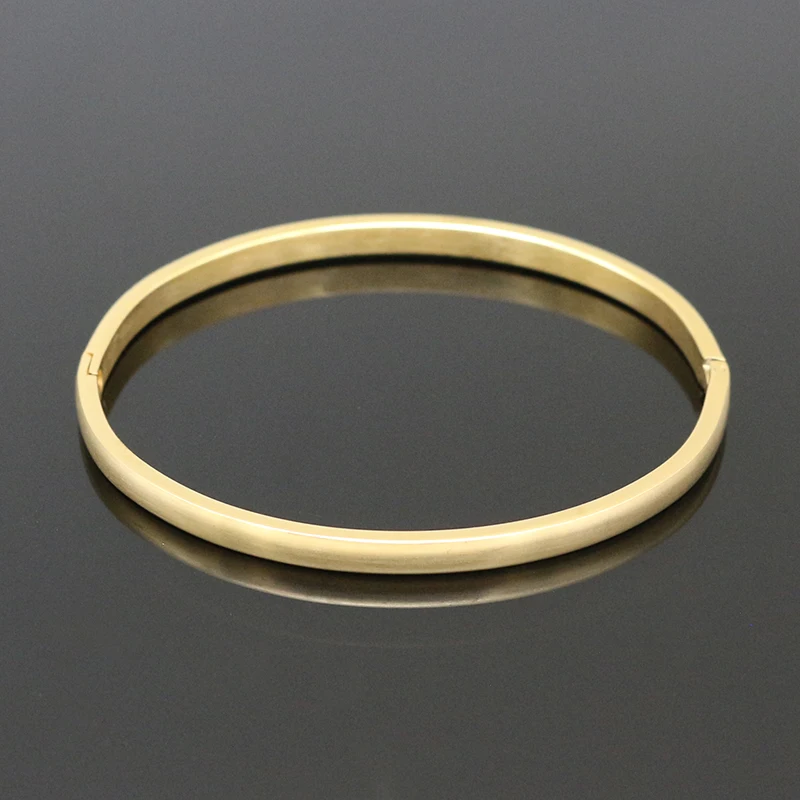 Simple Smooth Couple Jewelry Gold/Silver Color Lover Bangle Plain Stainless Steel Bracelets & Bangles For Men Women Present