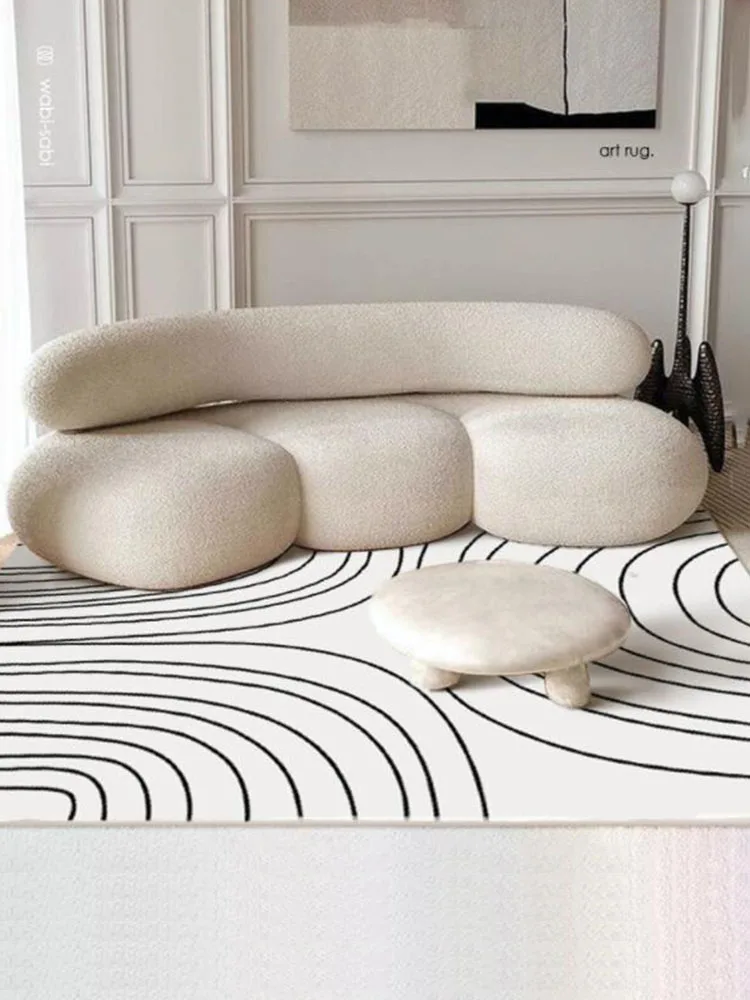 Living Room Carpet Concise Line Modern Area Rug Soft Shaggy Carpet Bedroom Coffee Table Table Floor Mat Fluffy Carpet Kid Room