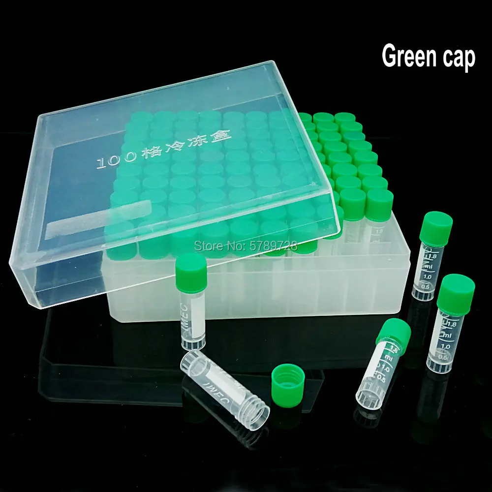 100pieces plastic 1.8ml freezing tube + one piece 100 vents plastic Freezing tube storage box for experiment