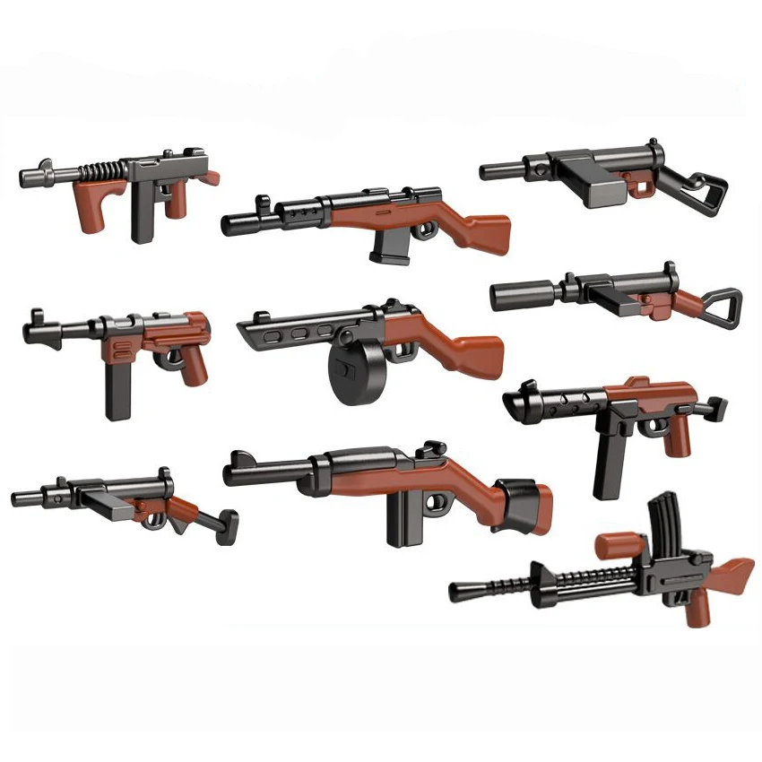 Military Building Blocks WW2 Rifle Submachine Guns Sniper Guns Weapons Solider Figures Mini Bricks Accessories Toys For Children