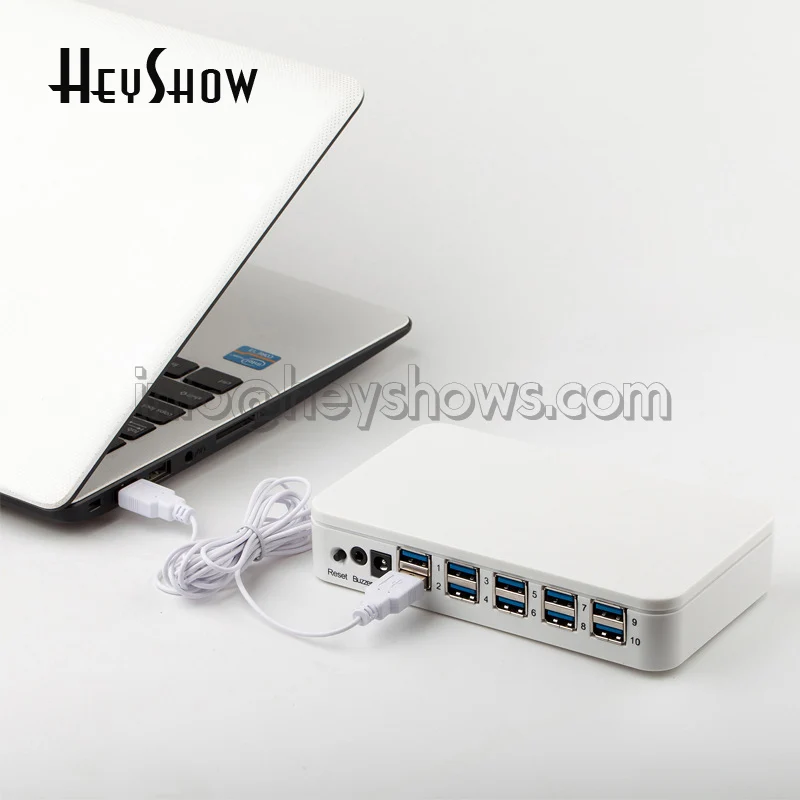 Laptop Burglar Alarm Display System, 10 Ports, Notebook Security, Computer, Mac, Anti-Theft Device with USB-USB Cables