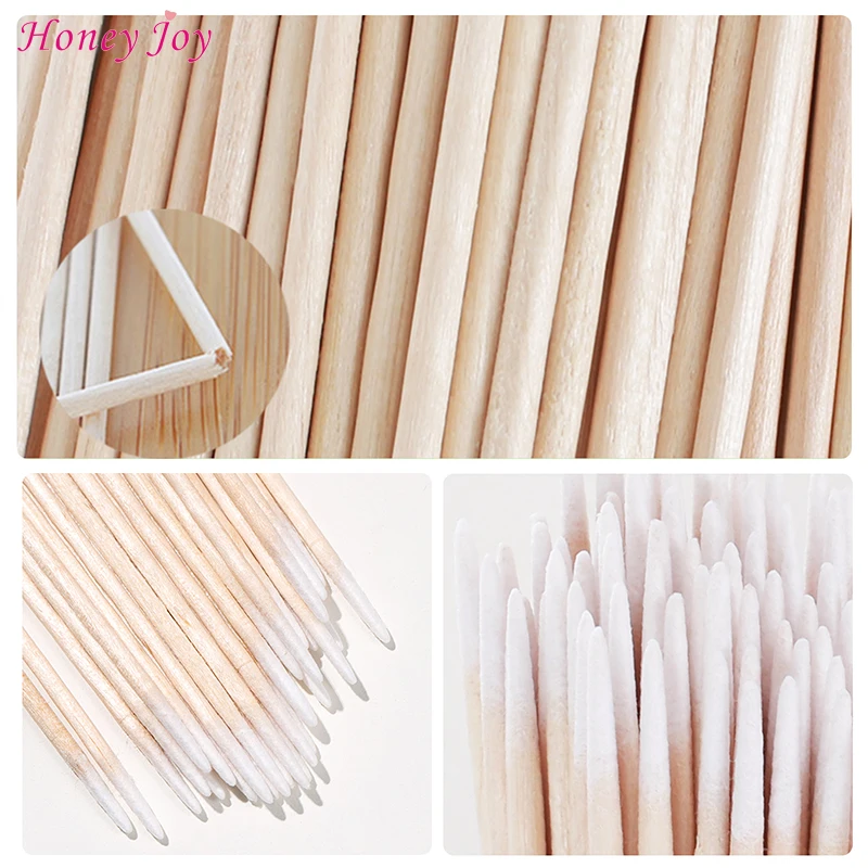 Hisopo pequeño de algodón con mango de madera corta, piezas puntiagudo para cejas, tatuaje, belleza, maquillaje, costura de Color para uñas,