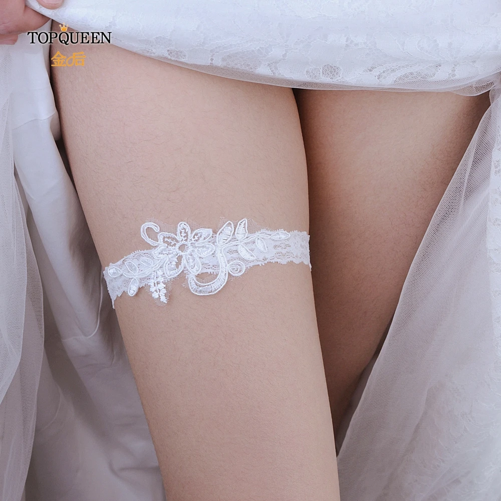 

TOPQUEEN Wedding Bridal Lace Garter White Flower Invisible Wedding Leg Elastic Bands Bride Women Girl Party Grace Beauty TH10