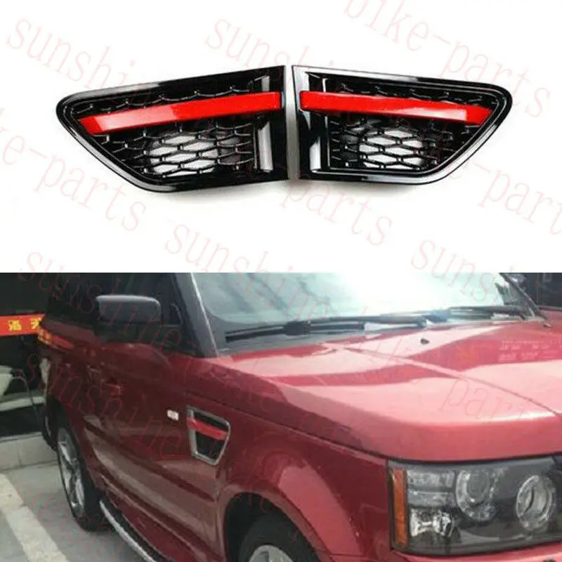 For Land Rover Range Rover Sport 2010 2011 2012 2013 Black&Red Side Vent Grille Cover L&R 2pcs